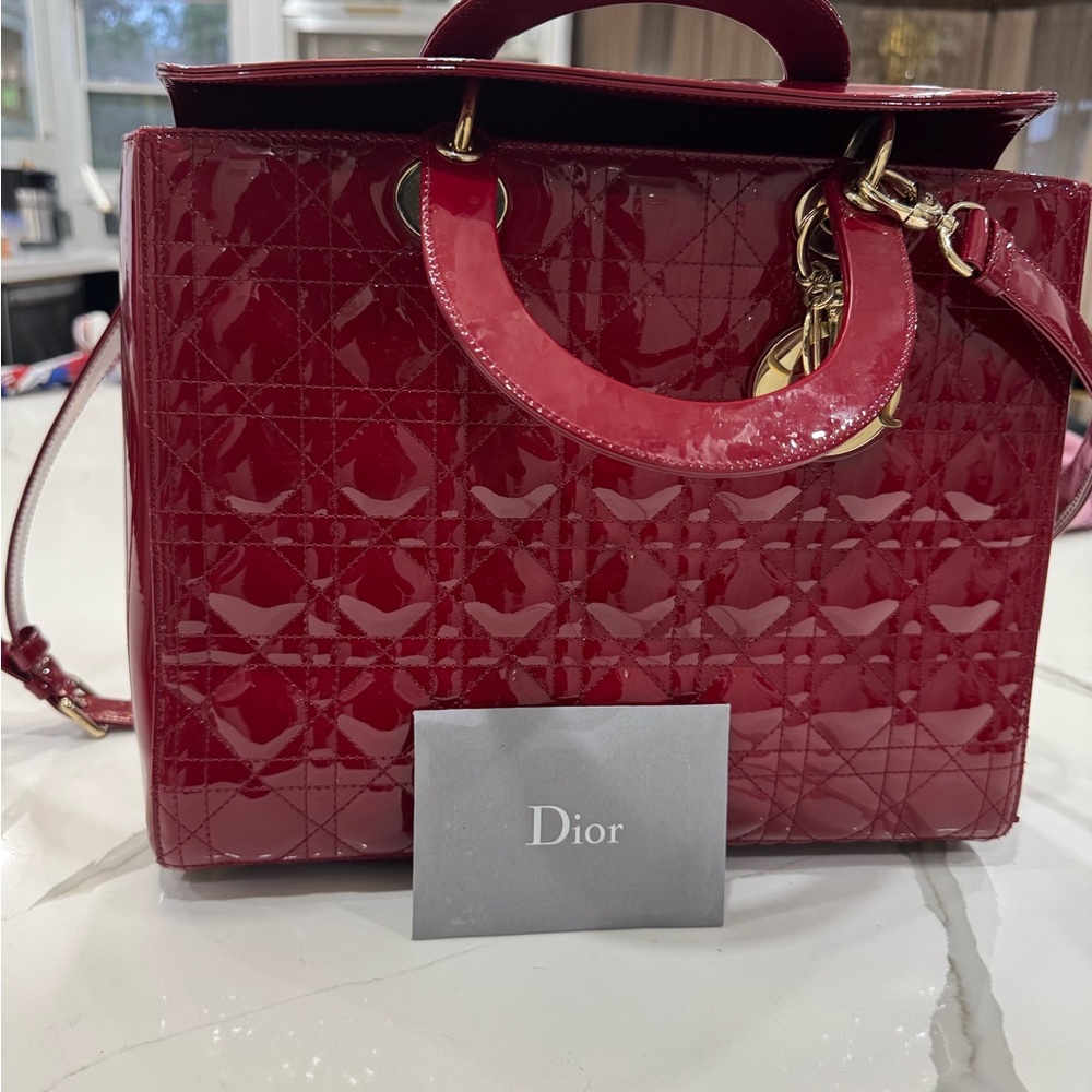 Large Lady Dior bag Patent Red